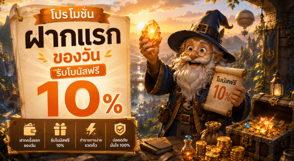 โปรโมชันฝากแรกของวัน รับโบนัสฟรี 10%
