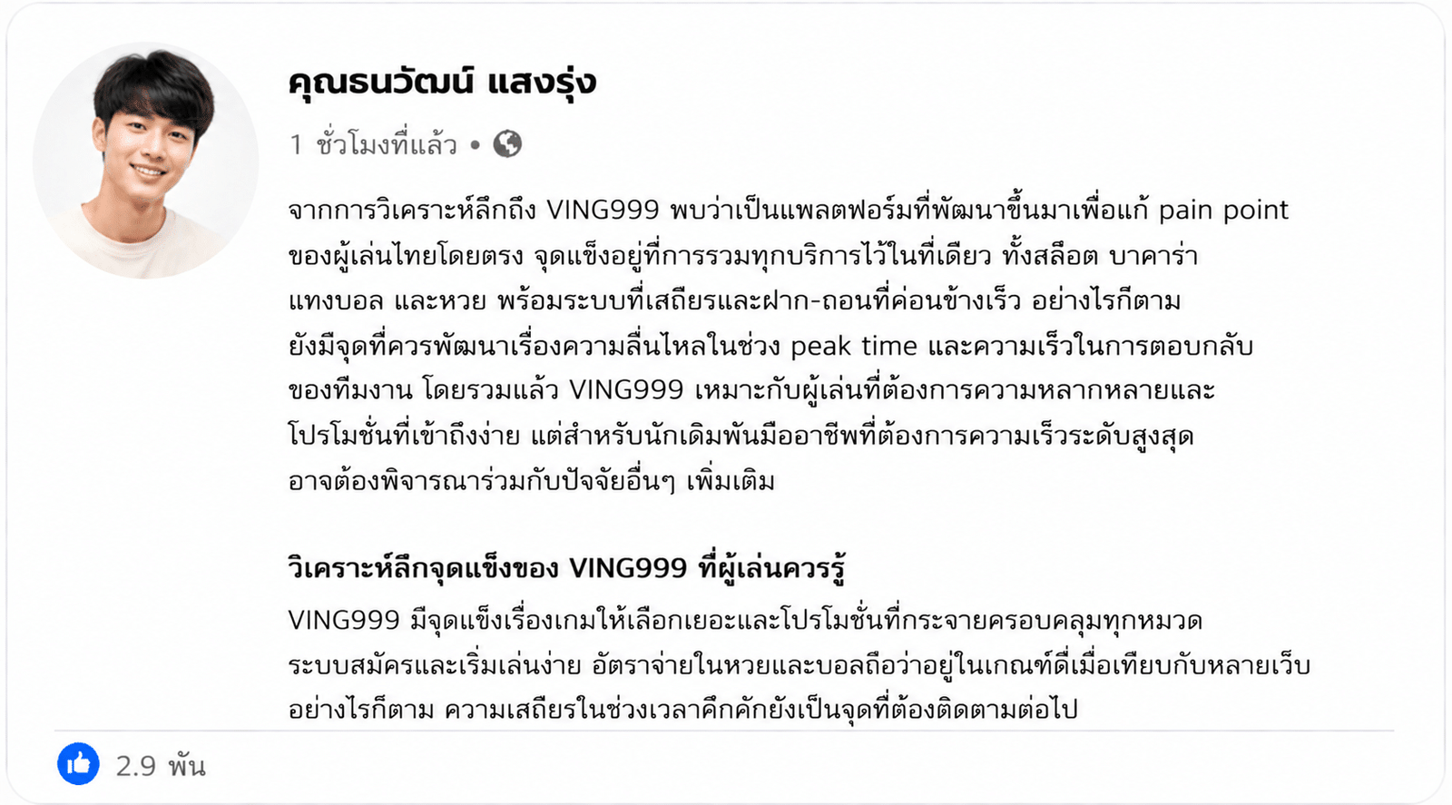 วิเคราะห์ลึก VING999: แพลตฟอร์มเดิมพันออนไลน์ที่คุ้มค่าจริงหรือไม่?